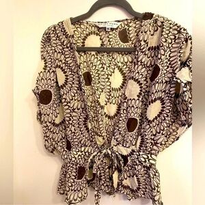 Trina Turk 100% silk tie-front top